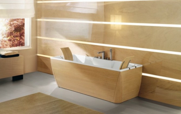 छोटे निर्मित बाथटब-सुंदर-बेज रंग