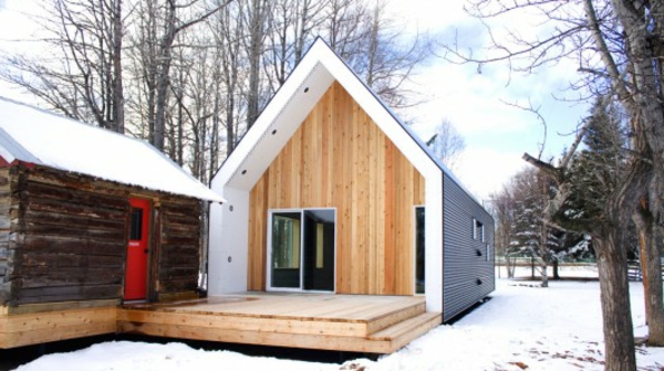 pequeña casa-construir-en-invierno - hermoso entorno forestal