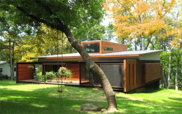 בית קטן לבנות- with-green-green-environment - גג שטוח