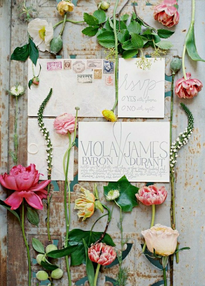 δημιουργική-ιδέα-πρόσκληση-γαμήλια Ρομαντικό Λουλούδι θαυμάσια, όμορφη σύνθεση