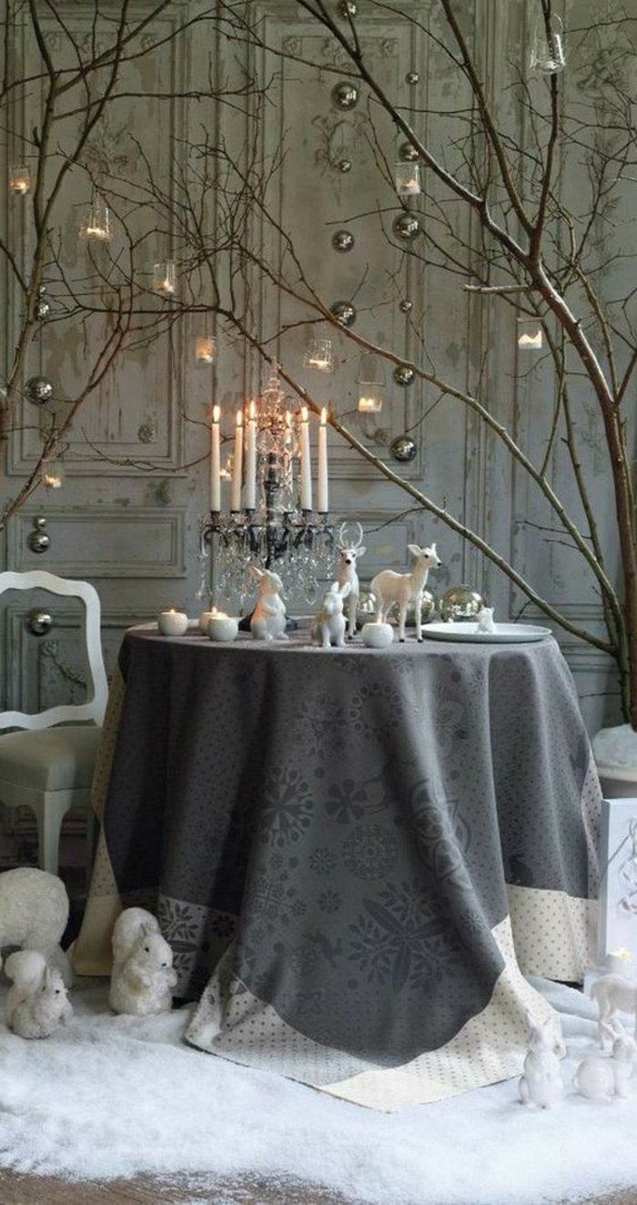 创意餐桌装饰圣诞树树枝银weihnachtsschmuck