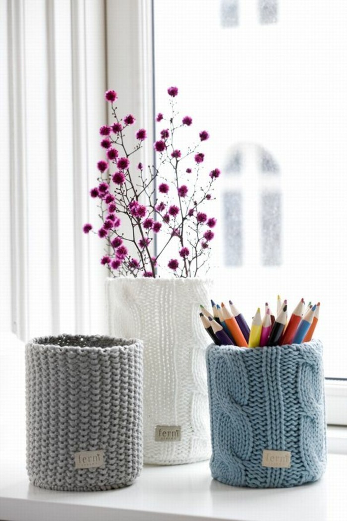 रचनात्मक शिल्प-विचारों-पुराने टिन के डिब्बे पेंसिल-गुलाबी फूल खिड़की-stifthalter