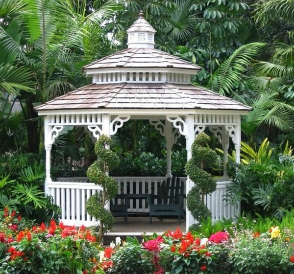 kreatív kerti pavilon-in-zöld-fehér-fa