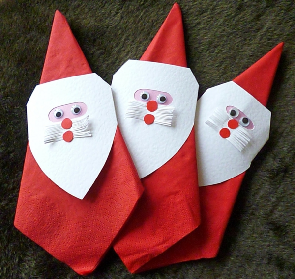 创意餐巾褶皱：圣诞节装饰圣诞老人