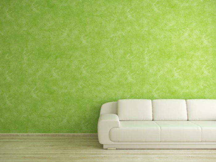 Diseño de pared creativo, técnica de limpieza, sala de estar, verde, paredes de pintura
