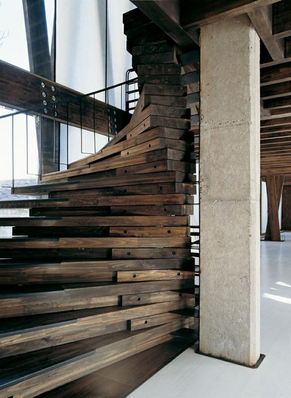 αρχική αρχιτεκτονική ξύλινη σκάλα