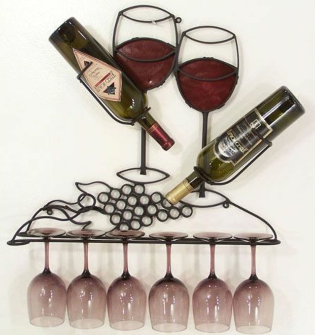 יין מתלה עצמך לבנות רעיונות עיצוב יין כוסות ובקבוקים ענבים קישוט על הקיר