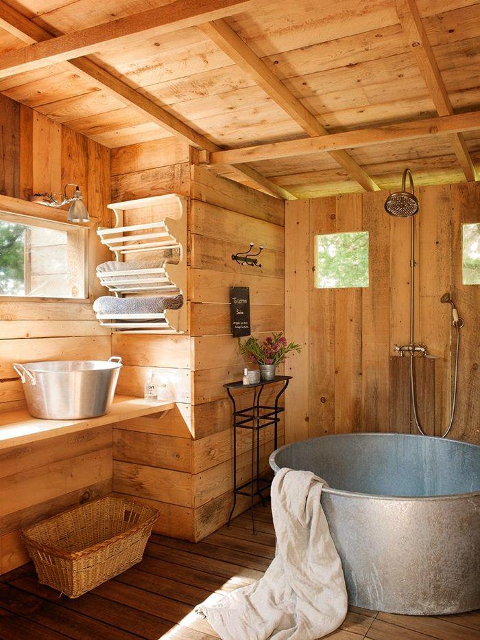 房子的浴室 - 木光纤复古质朴