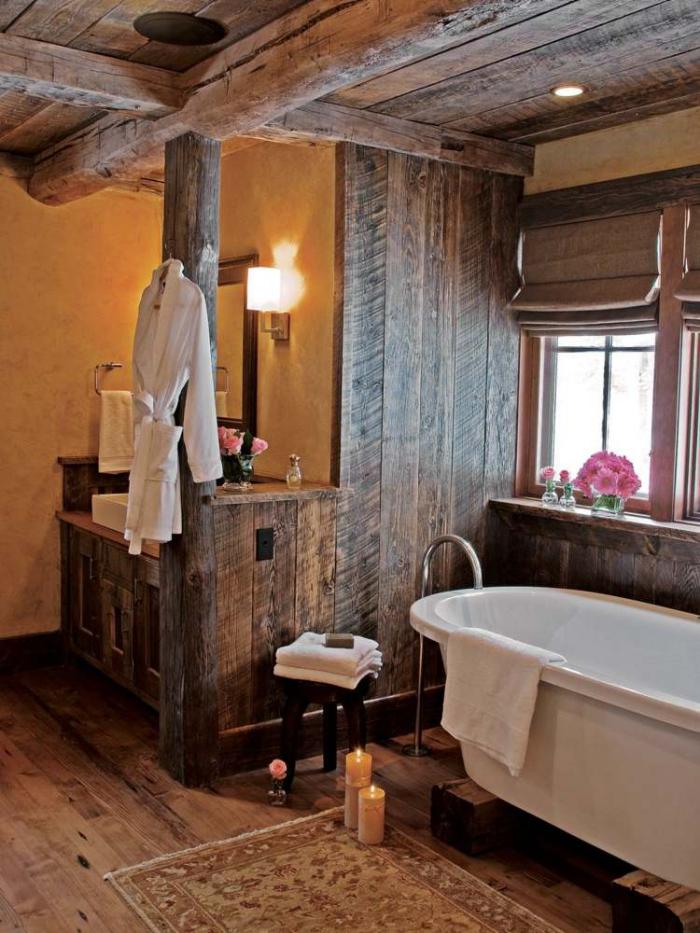 घर-बाथरूम-देहाती लकड़ी और कालीन