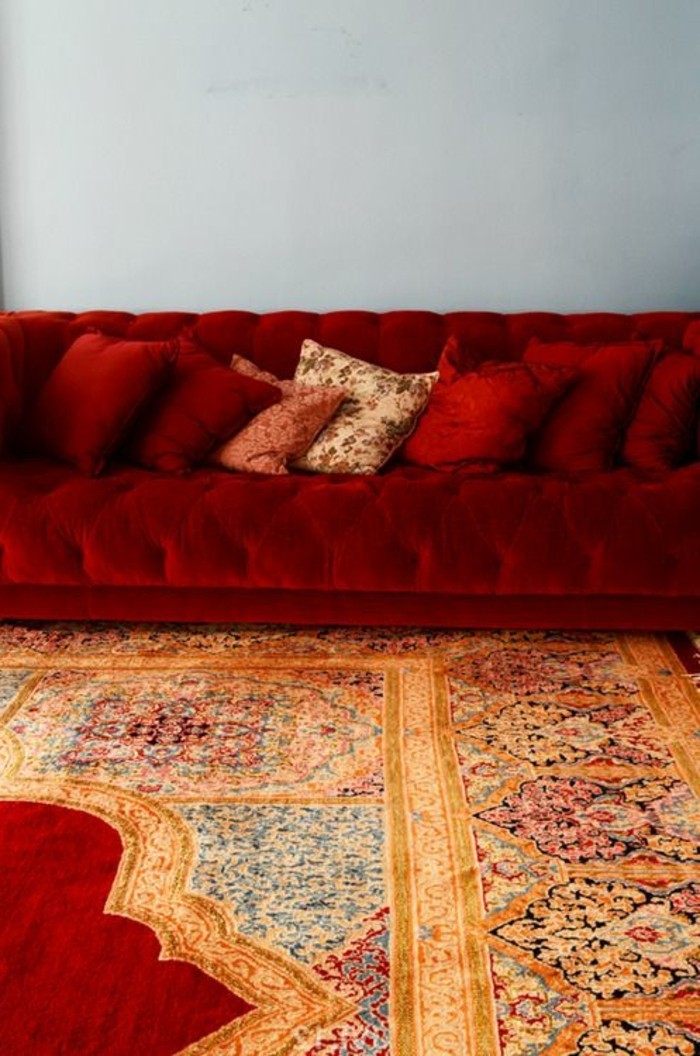 लंबे समय से लाल बिस्तर प्राच्य कालीन
