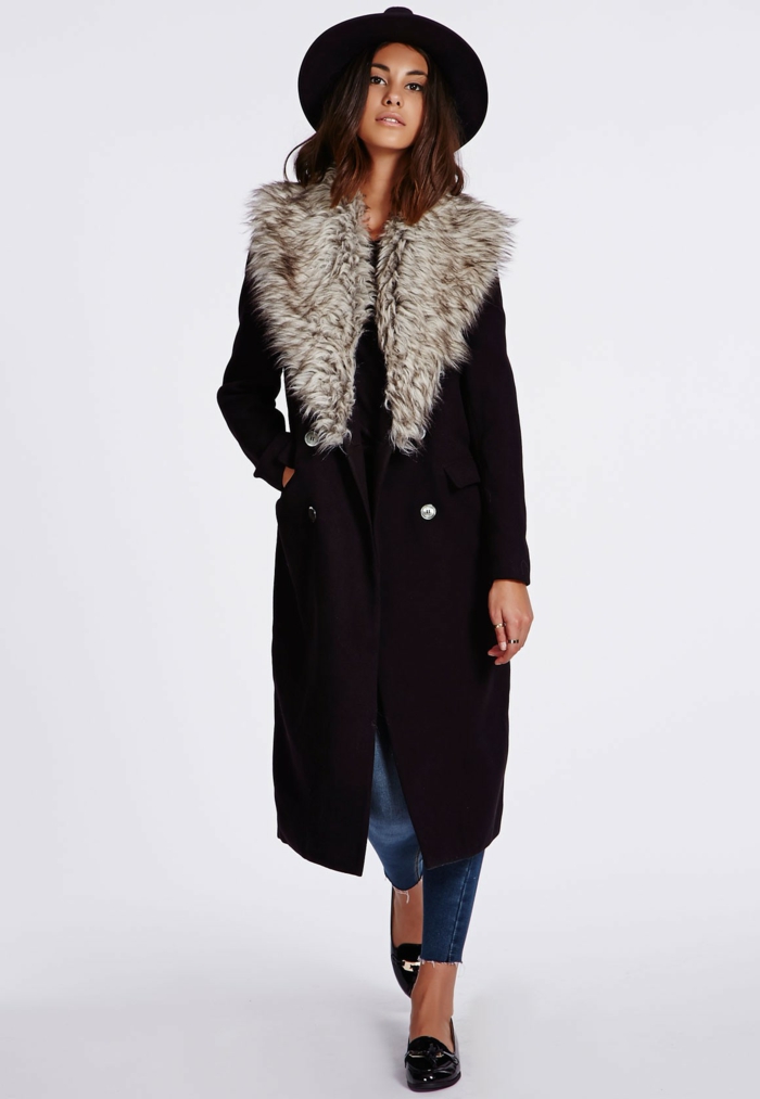 μακρύ μοντέλο τζιν καπέλο κολάρο χειμερινό παλτό κυρίες γούνα