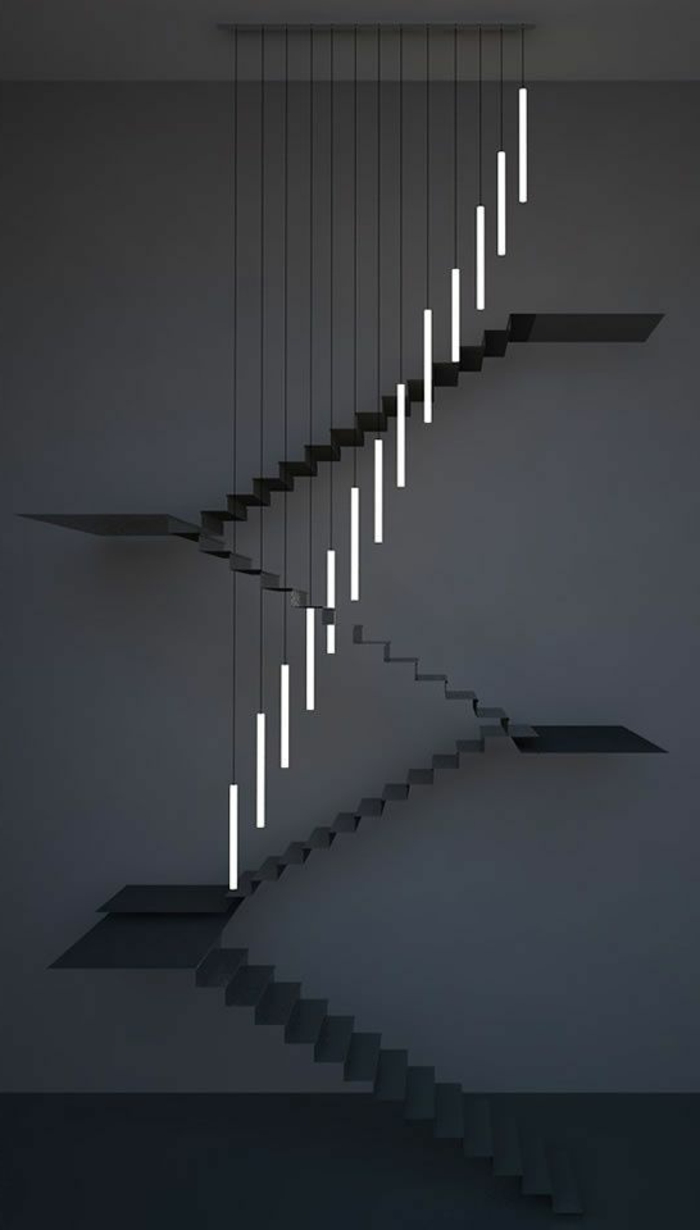 escalera de iluminación led-atractivo artístico-foto