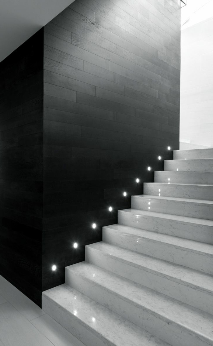 οδήγησε φωτισμό σκάλες-ενδιαφέροντα χαρακτηριστικά-γκρι-και-μαύρο