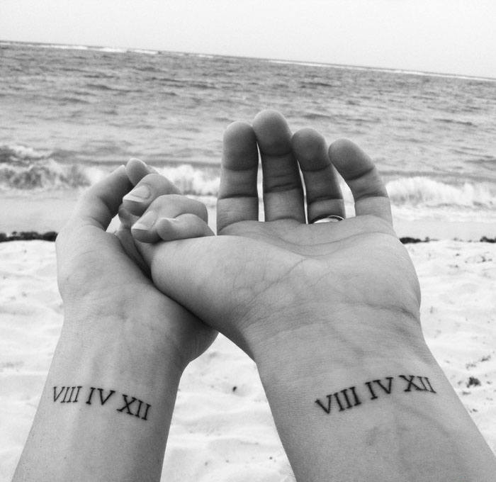 tatuajes para parejas, tatuajes de brazo pequeño, fecha, dígitos, tatuajes, para complementarse