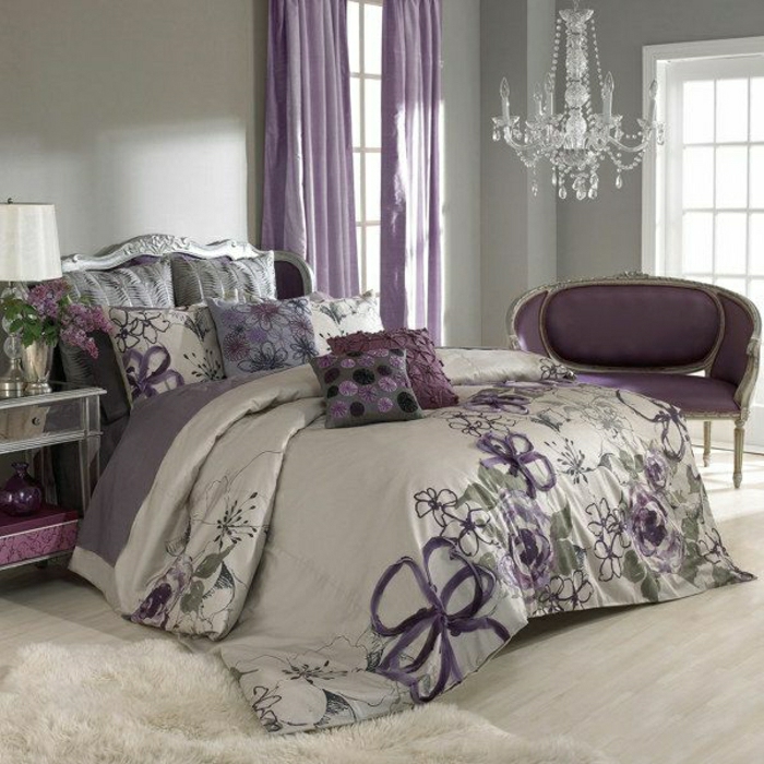 lino púrpura adornos de almohada púrpura cristales de lámparas de techo silla cortinas de florero lila