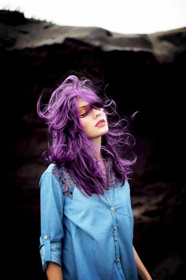 紫色头发 - 休闲外观 - 美观