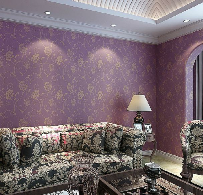 紫色壁纸，舒适，客厅