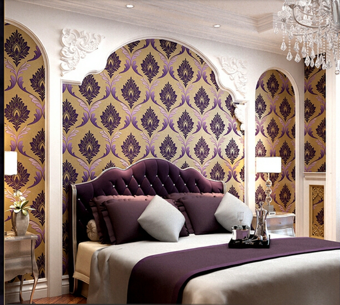 紫色壁纸，有趣的室内设计