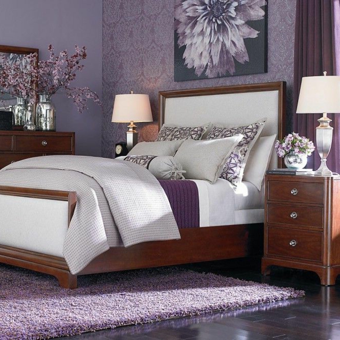 紫色壁纸，有趣的卧室