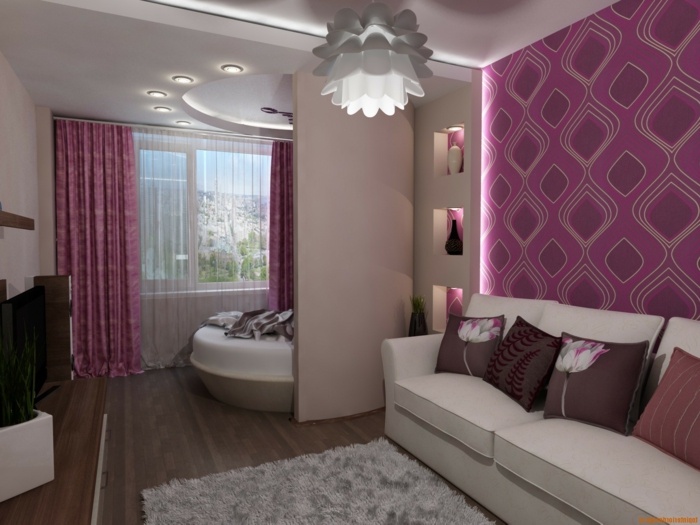 紫色壁纸，美丽，客厅