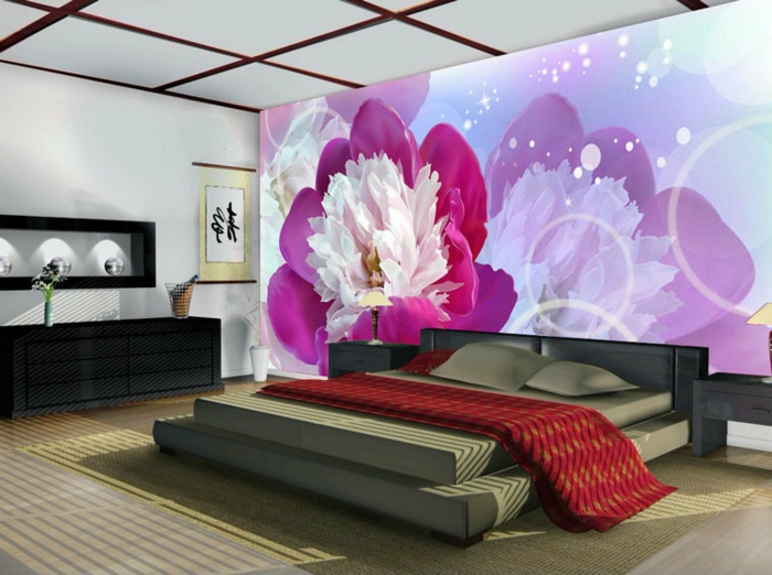 紫色壁纸超级漂亮的卧室