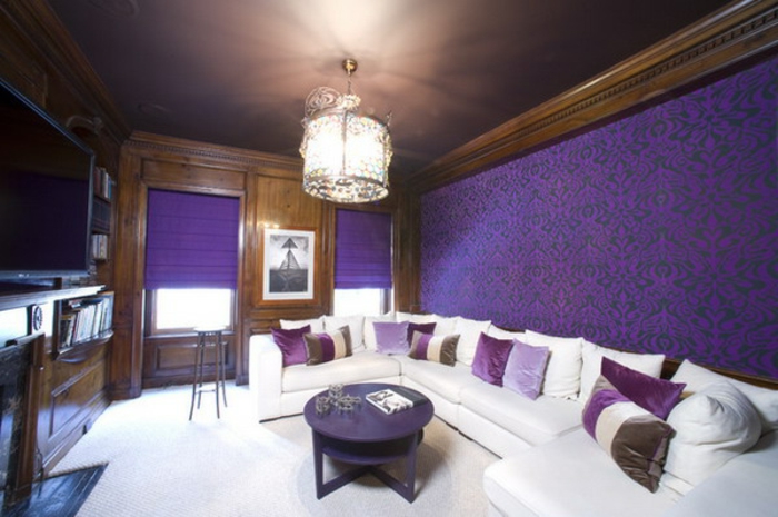 紫色壁纸 - 美丽的卧室