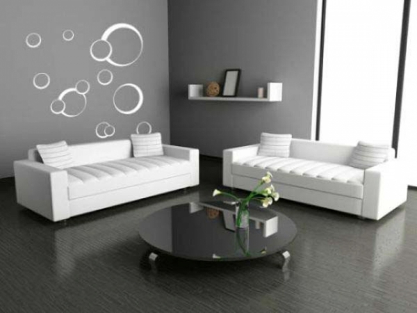 salon-idées-gris-mur et blanc canapé