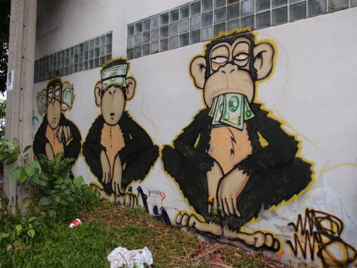 vicces Graffiti Monkey pénz dollár