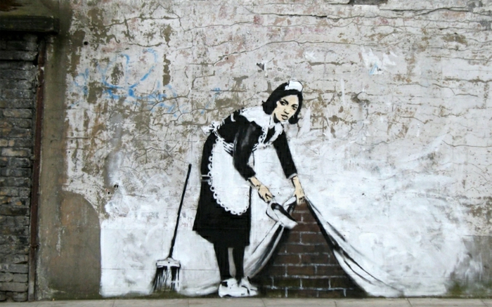 amusant images graffiti brosse de nettoyage de ménage rideau de mur de briques