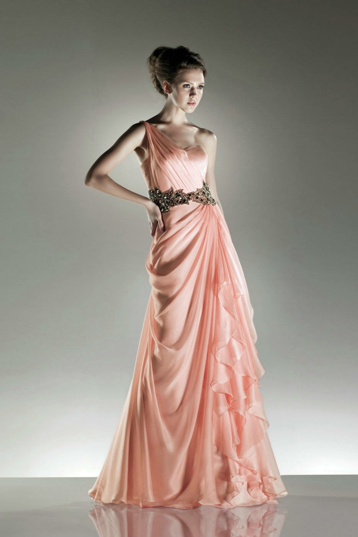 robe de soirée de luxe couleur Creative-modèle-pêche