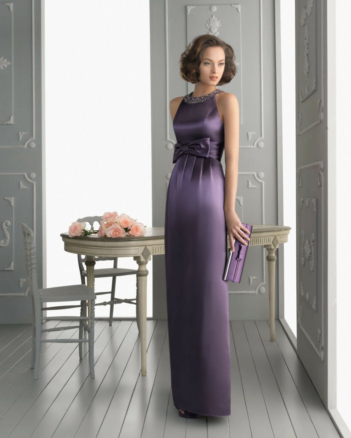soirée de luxe robe-grand-modèle-violet-conception
