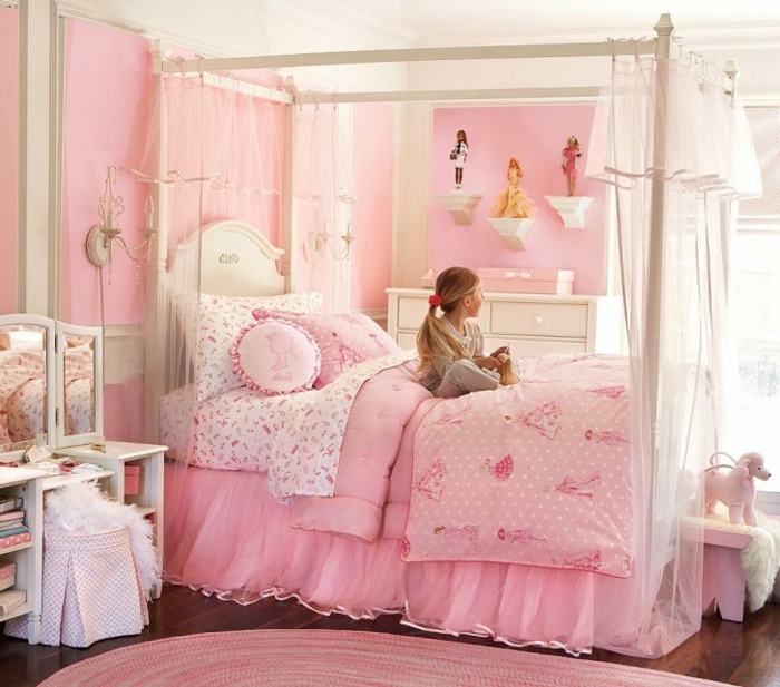 лукс мебели за спалня-розови легла