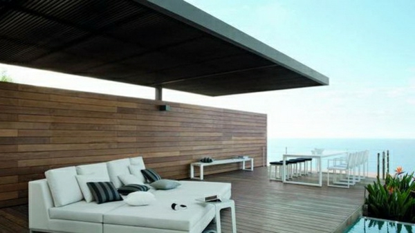 cama de lujo terraza-por-el-mar-blanca