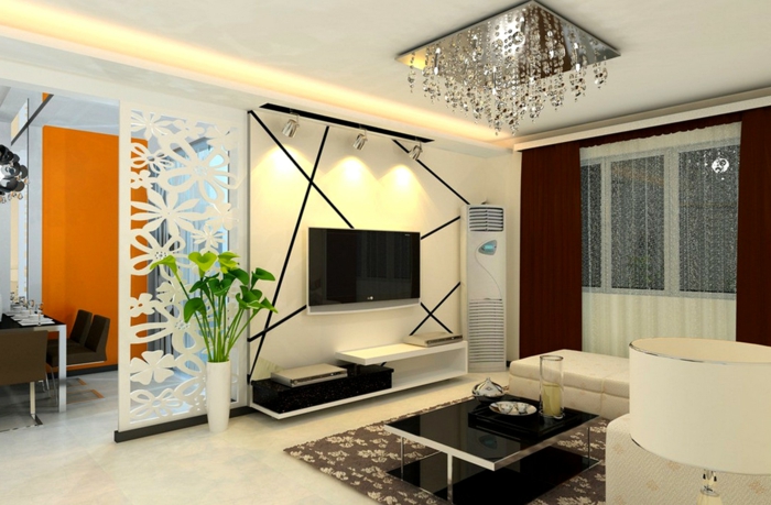 -Salon attrayant-intérieur luxe-tv-on-the-mur