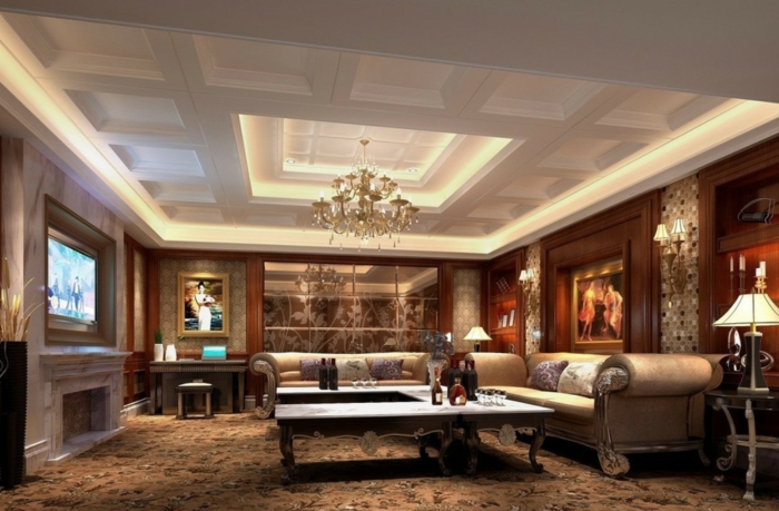 luxe-salon-intéressant plafond