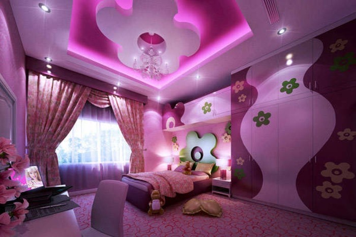 madchenzimmer-conception moderne et belle en rose décorez