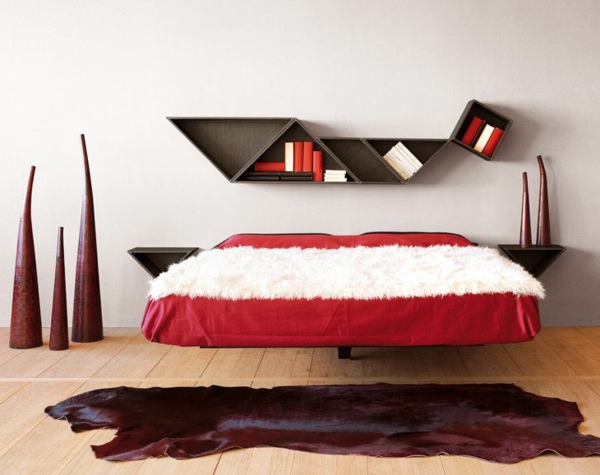aimant flottant lit design créatif rouge