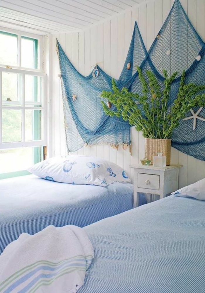 seinä koristelu meren sininen valkoinen seinät ranta talo makuuhuone koristella