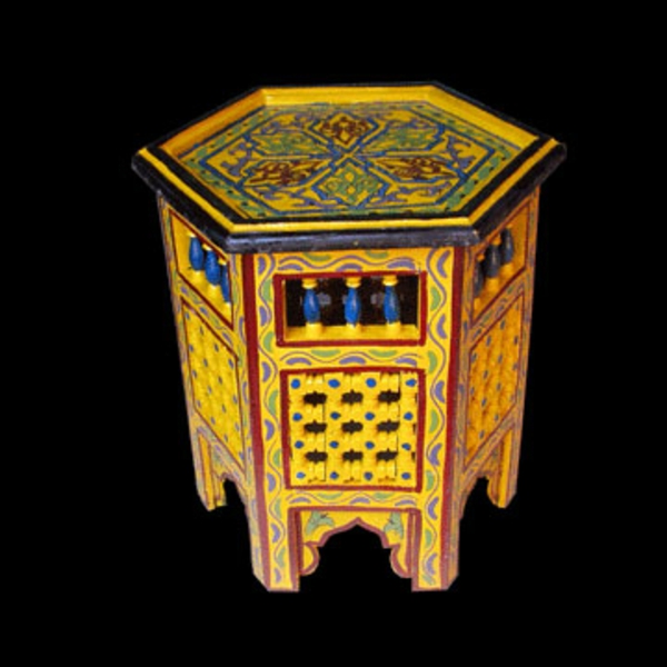Marokkói bútorok-sárga-fészek asztal