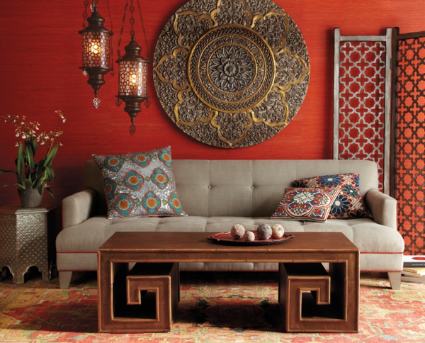 Marokkói bútorokkal szürke kanapé