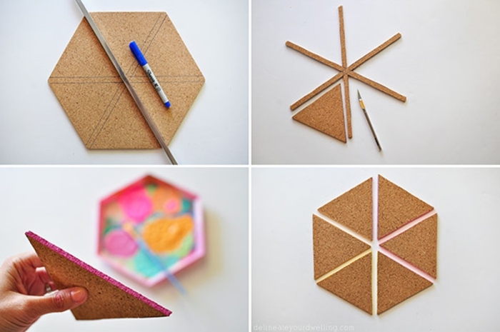 पिन बोर्ड अपने आप को, कॉर्क, मार्कर, पेंट, ब्रश के त्रिकोण बनाती हैं