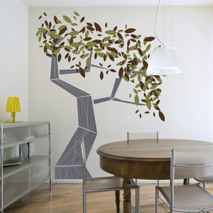 minimalistinen ruokailuhuone sisustus-teollisuuden elementit deco ideoita luova seinään suunnittelu Tree Seinätarra