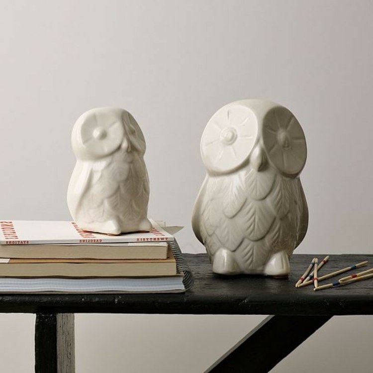 kerramik-сови и бяло прост, елегантен шик-специално-hingucker-модерен-пеи