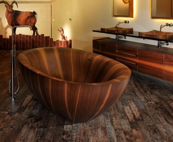 आधुनिक बाथटब-से-लकड़ी