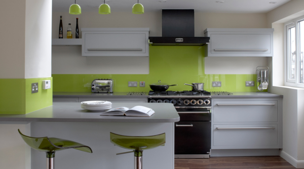 -Cocina-moderno de la pared verde de diseño