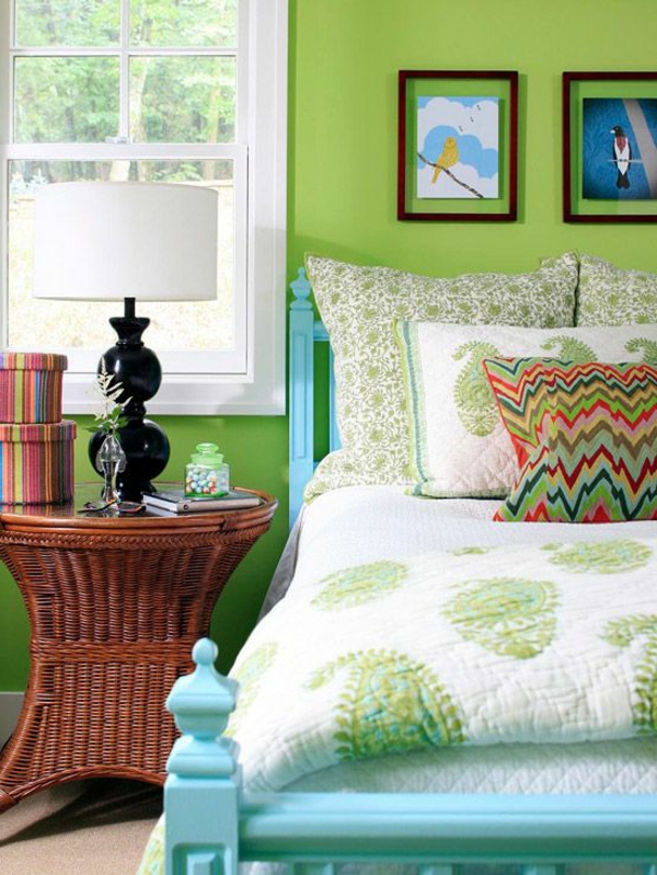Diseñar-en-verde-color en la actual pared de la habitación
