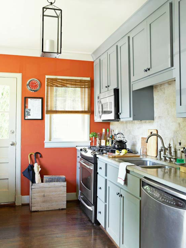 现代爽 - 橙 - 厨房墙壁的颜色
