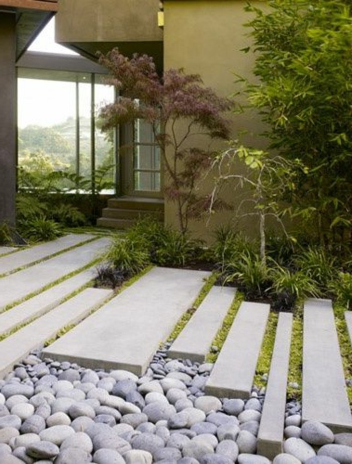concreto-suelo-y-piedras-moderna-Gartengestaltung