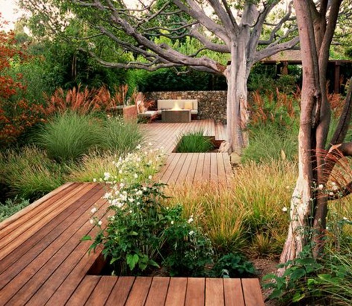 -cubierta-Gartengestaltung de suelos de madera moderna