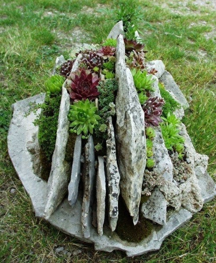 Moderno-jardín con ideas-piedras